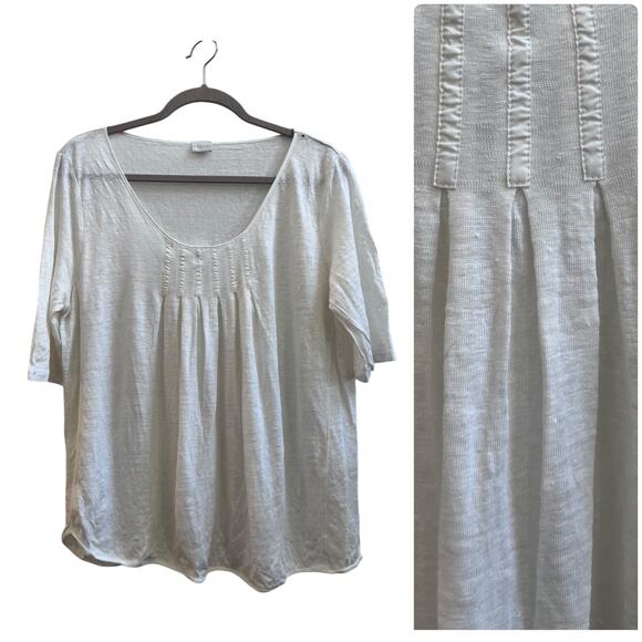 Poetry Flaw Linen Semi Sheer Short Sleeve Scoop Neck Tee Top Size 12 Style VB37 - Picture 1 of 11